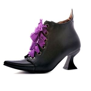 Ellie Black Pointed Toe Witchy Ankle Boot